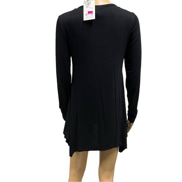 Vocal Black Sharkbite Hem Long Sleeve Tee Tunic Top with Bling Womens Small - Picture 4 of 10